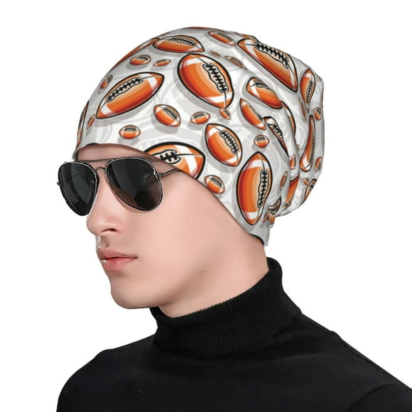 Beanie for Men and Women, Rugby American football grey Cozy Winter Hat Beanies Hats Skull Cap, Soft Cool Knit Hats for Women Men Men's Skullies & Beanies