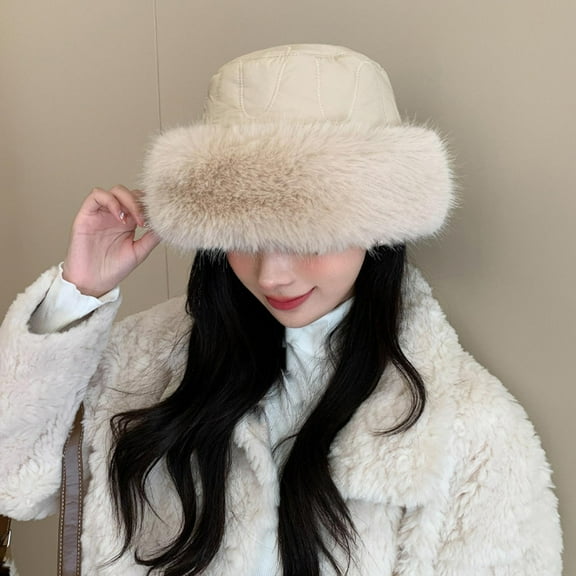 Beanie for Men Women Warm Winter Knit Cuffed Beanie Women Plaid Printed Faux Bucket Hat Warm Windproof Baggy Stretch Winter Soft Caps Wrap Fisherman Hat Beige