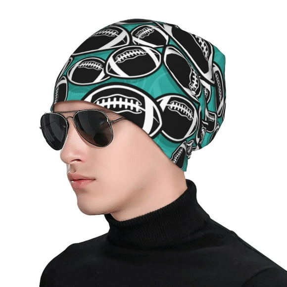 Beanie for Men and Women, black American football Rugby green Cozy Winter Hat Beanies Hats Skull Cap, Soft Cool Knit Hats for Women Men Men's Skullies & Beanies