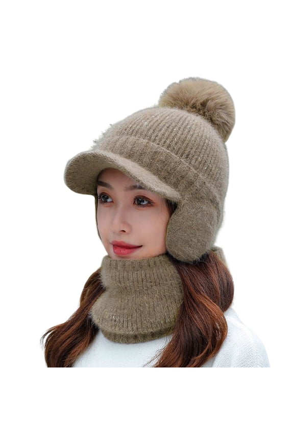 Beanie Scarf Set Hat Balaclava Set Winter Warm Knit Hat Scarf Set Men Ear Head-Neck Cover Ski Beanie Hat Neck Warmer