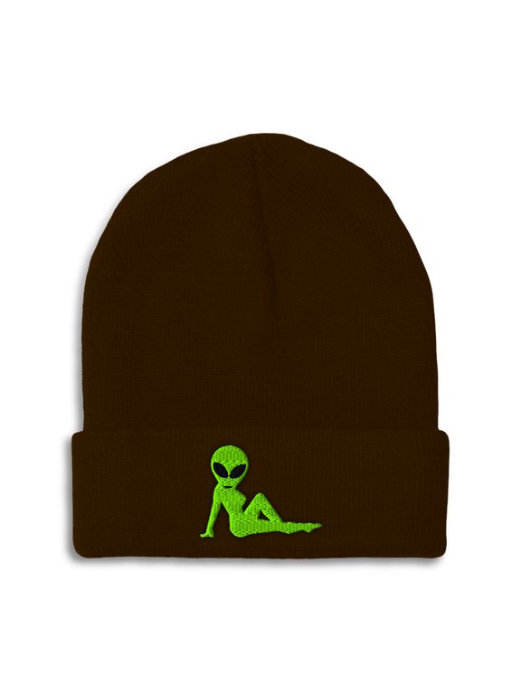 Beanie Sexy Alien Embroidery, One Size, Brown