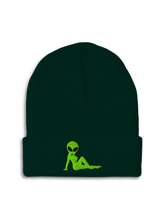 Beanie Sexy Alien Embroidery, One Size, Forest Green