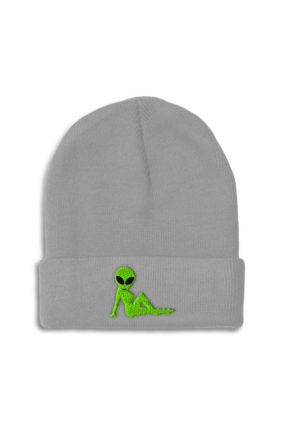 Beanie Sexy Alien Embroidery, One Size, Light Grey