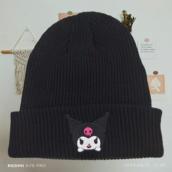 Beanie Winter Hats Warm Knit Caps Soft Cute Kawaii Cartoon for Adult Women Girls Slouchy Embroided Face Knit Hats