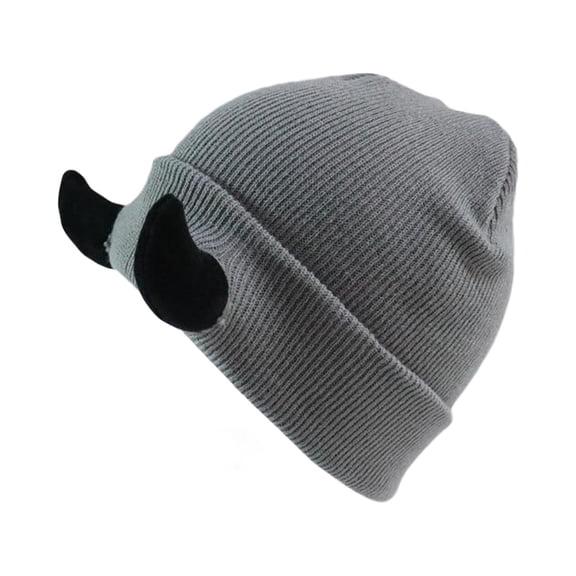 Beanie for Women, Audhol Devil Horns Men Hat Knitted Beanie with Horns Women Hip Hop Daemon Horns Cap for Winter Warm Ski Outdoor Knitted Hats for Women Grey One Size