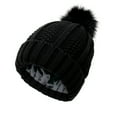 thumbnail image 1 of Beanie for Women Winter Brimmed Beanie Thermal Beanie Pom Knit Earflap Hats Breathable & Cozy Stretchy Fleece Beanie Running Beanie Snow Beanie Mens Winter Hat Black One Size, 1 of 7