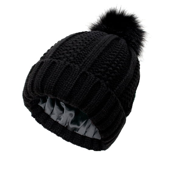Beanie for Women Winter Brimmed Beanie Thermal Beanie Pom Knit Earflap Hats Breathable & Cozy Stretchy Fleece Beanie Running Beanie Snow Beanie Mens Winter Hat Black One Size
