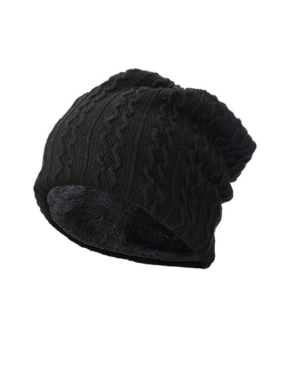 Beanie for Women Winter Pom Knit Earflap Hats Cold Weather Hat Thermal Beanie Soft Slouchy Warm Cuffed Beanie Hat Knit Chunky Snow Cap Running Beanie Mens Beanies Black One Size