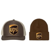 Beanie and United Parcel Service Official Style Color Richardson 112 Snapback Trucker Embroidered Patch Front Brown Knaki Baseball Cap Hat 6 Panel