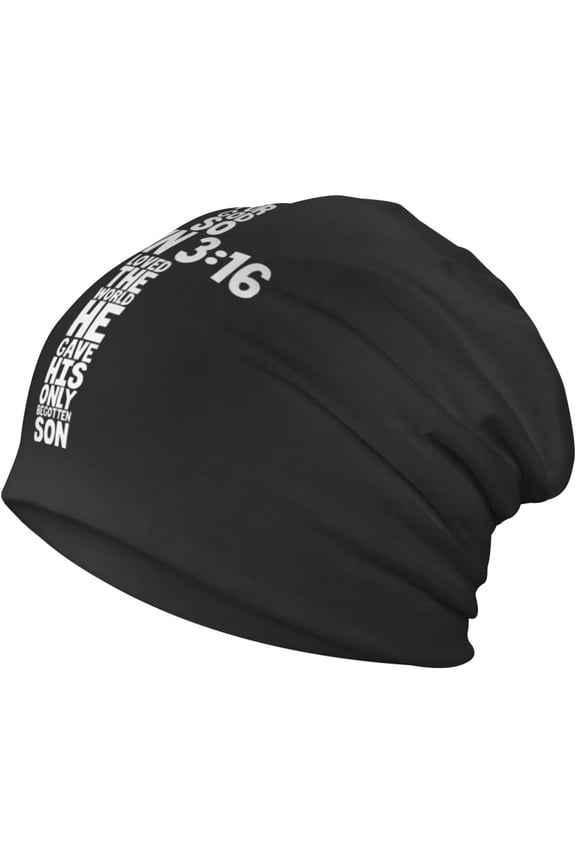 Beanie,for God So Loved The World John 3:16 Christian Beanie Hat Men Skull Cap Women Slouchy Hat Hedging Hat Black