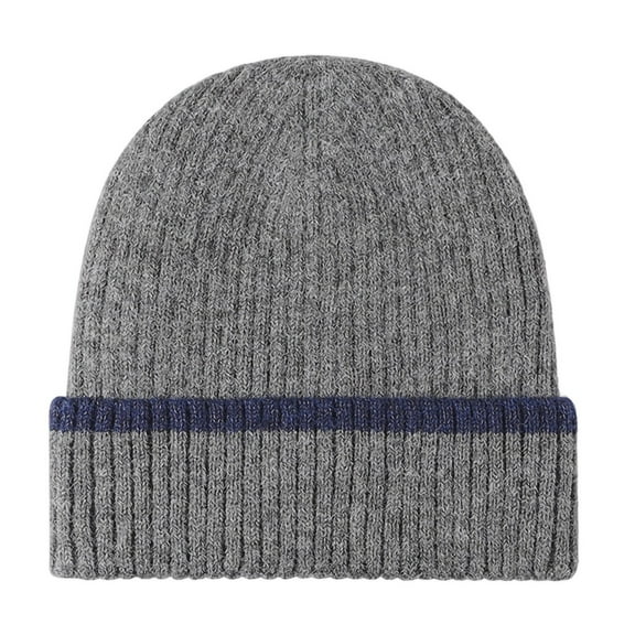 Beanie for Men Versatile Knitted Hat Thickened Fleece Hats Lined Warm Winter Outdoor Skull Cap Dark Gray
