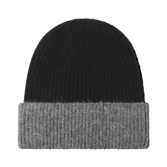 Beanie for Men Warm Knitted Hat Thickened Fleece Lined Hats Winter Versatile Outdoor Skull Cap Black