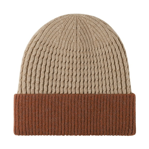 Beanie for Men Warm Knitted Hat Thickened Fleece Lined Hats Winter Versatile Outdoor Skull Cap Khaki