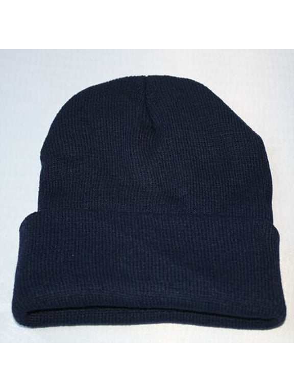 Beanie for Men Women Cuffed Thick Knitted Unisex Winter Hat Fleece Lined Beanies Soft Warm Ski Stocking Cap Blue One Size