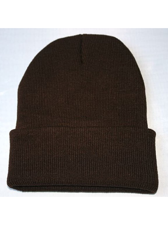 Beanie for Men Women Cuffed Thick Knitted Unisex Winter Hat Fleece Lined Beanies Soft Warm Ski Stocking Cap Brown One Size