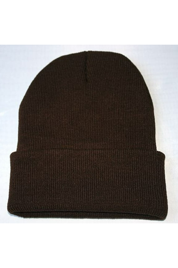 Beanie for Men Women Cuffed Thick Knitted Unisex Winter Hat Fleece Lined Beanies Soft Warm Ski Stocking Cap Brown One Size