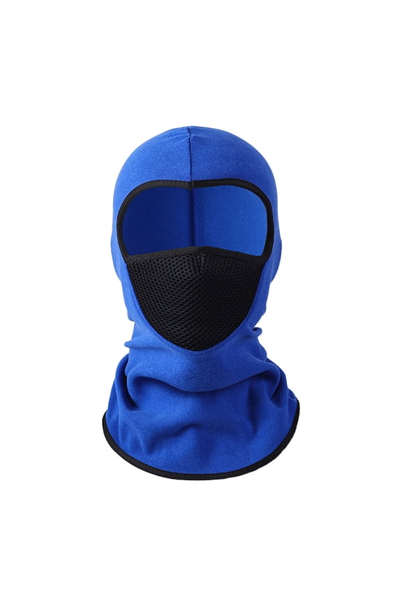 Beanie for Men Women Warm Winter Knit Cuffed Beanie Men Outdoor Sports Velvet Fleece Warm Head Cover Face Mask Head Cover Cap Blue