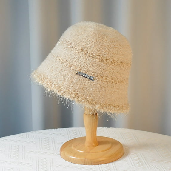 Beanie for Men Women Warm Winter Knit Cuffed Beanie Women's Fashion Face Solid Color Winter Plush Warm Cold Fisherman Hat Beige