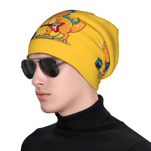 Beanie for Men and Women, Rockstar Dinosaur Cozy Winter Hat Beanies Hats Skull Cap, Soft Cool Knit Hats for Women Men Men's Skullies & Beanies