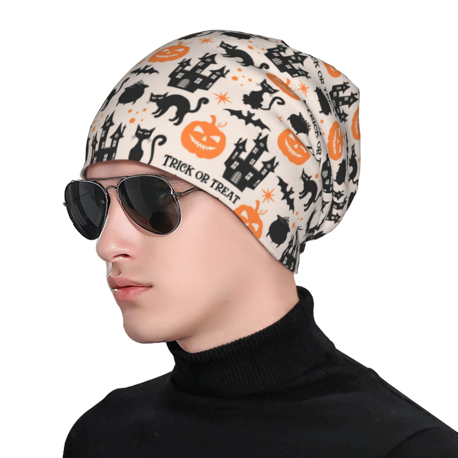 Beanie For Men And Women, Halloween Pumpkin Cats Cozy Winter Hat 