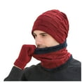 thumbnail image 1 of Beanie for Women, Baberdicy Hat Windproof Gloves Scarf Winter Knitted Hat Men's Winter Knitted Men's Hat Fleece Warm Three-Piece Hats Winter Hat, 1 of 4