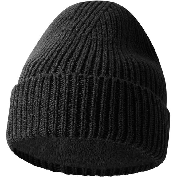 Beanie for Women Men, Unisex Wool Knit Warm Fleece Lined Cuffed Winter Hat Cap 1Pack