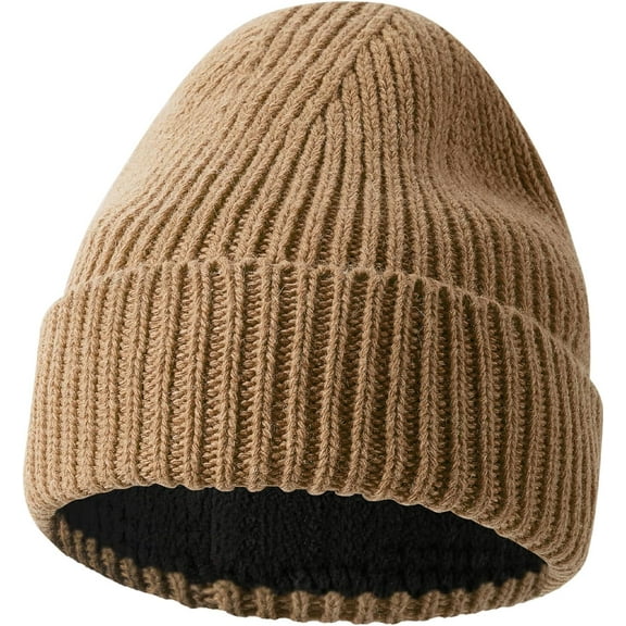Beanie for Women Men, Unisex Wool Knit Warm Fleece Lined Cuffed Winter Hat Cap 1Pack
