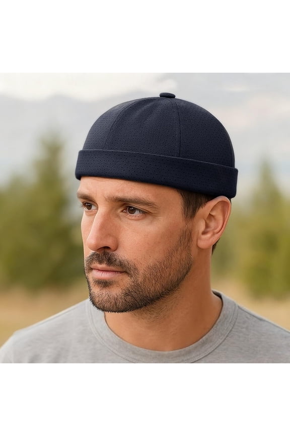 Beanie qinhaie Unisex Breathable Mesh Brimless Hat, Lightweight No Brim Summer Docker Beanie Cap, Casual Skull Cap for Men Women Outdoor Daily Wear