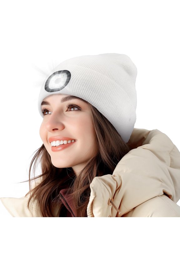 Beanie with Light, Winter Warm LED Beanie, Built-in Headlamp Rechargeable for Men Women, Multiple Colors Available