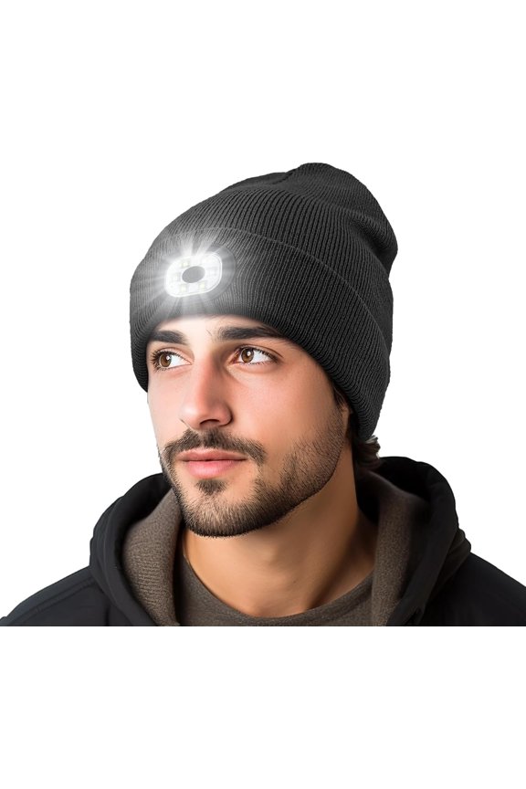 Beanie with Light, Winter Warm LED Beanie, Built-in Headlamp Rechargeable for Men Women, Multiple Colors Available