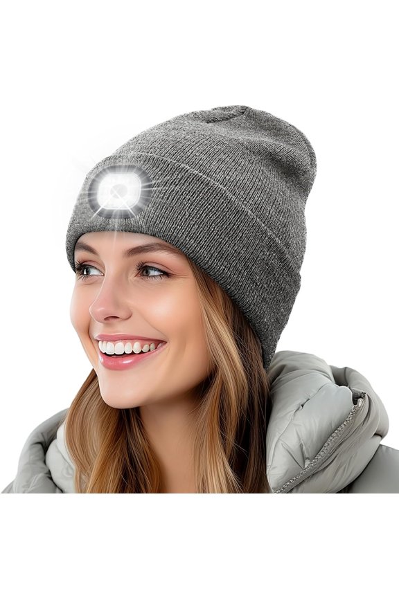 Beanie with Light, Winter Warm LED Beanie, Built-in Headlamp Rechargeable for Men Women, Multiple Colors Available