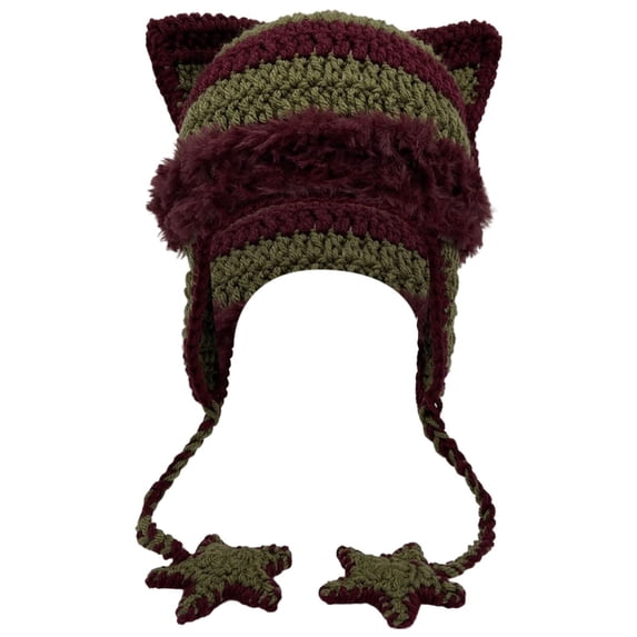 Beanies Cat Beanie Y2k Beanie Goth Knit Hat Grunge Crochet Hats for Women y2k Accessories,One Size
