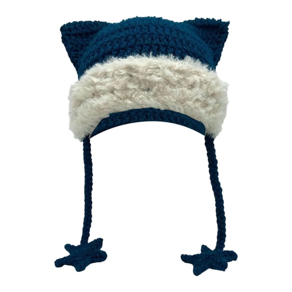 Beanies Cat Beanie Y2k Beanie Goth Knit Hat Grunge Crochet Hats for Women y2k Accessories,One Size