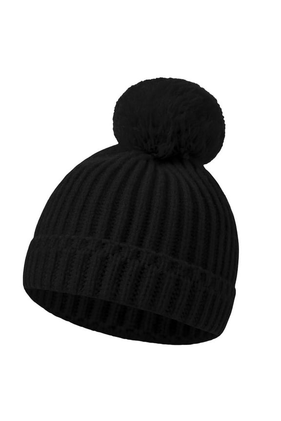 Beanies Hats for Boys Girls Cute Chunky Knitted Pom-Pom Skull Cap Size 0-1 Newborn Toddlers Casual Solid Stretchy Thermal Warm Slouch Hat