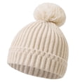 thumbnail image 1 of Beanies Hats for Boys Girls Cute Chunky Knitted Pom-Pom Skull Cap Size 0-1 Newborn Toddlers Casual Solid Stretchy Thermal Warm Slouch Hat, 1 of 3