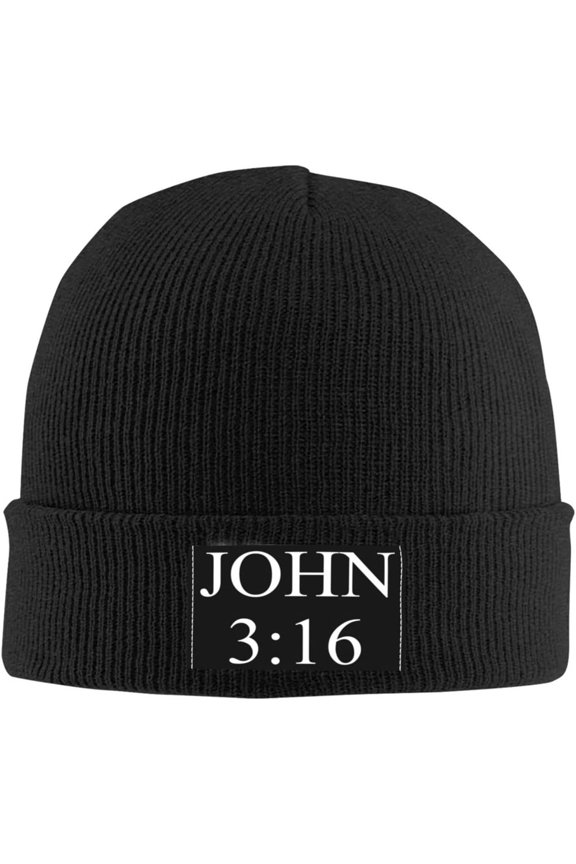 Beanies,John 3:16 Believer Beanie Hat for Women Men Knit Skull Cap Winter Hat Knitted Hat Slouchy Hat Black
