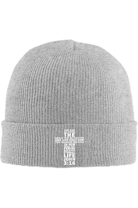 Beanies,John 3:16 Bible Verse Christian Beanie Hat Women Men Knit Skull Cap Winter Hat Knitted Hat Slouchy Hat Black