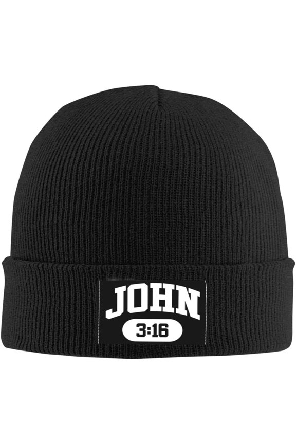 Beanies,John 3:16 Christian Faith Believer Jesus Beanie Hat for Women Men Knit Skull Cap Knitted Hat Slouchy Hat Black