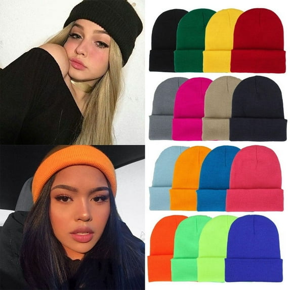 Beanies Knitted Solid Cool Hat Warm Bonnet Casual Cap