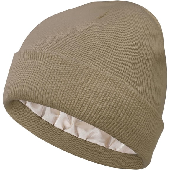 Beanies Women Satin Lined Beanie Men Knit Silk Lined Winter Gift Hats Cuffed Skiing Beanie Hats
