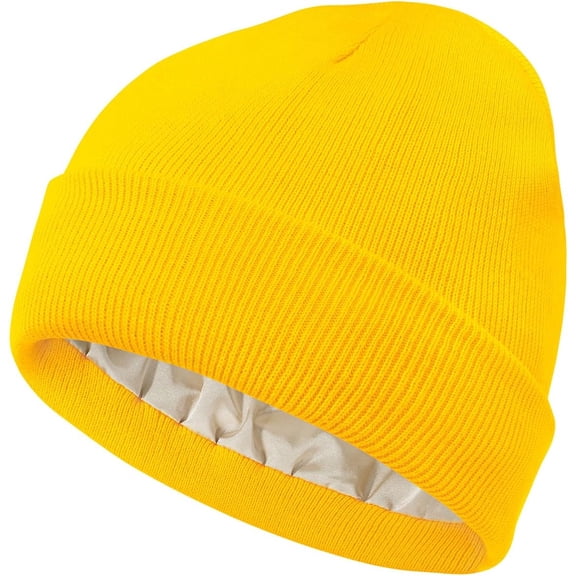 Beanies Women Satin Lined Beanie Men Knit Silk Lined Winter Gift Hats Cuffed Skiing Beanie Hats