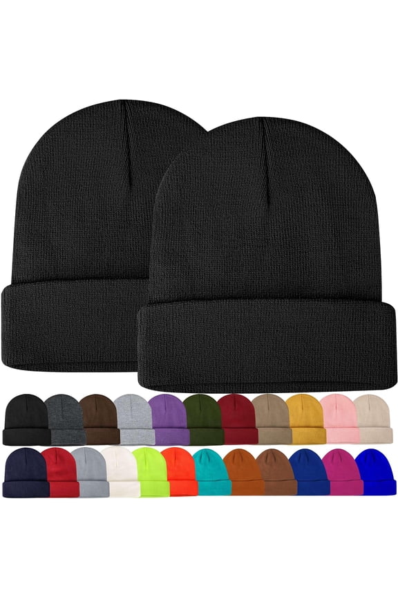 Beanies for Men Women 2 Pack Fall Winter Men's Hats Unisex Warm Knit Skullies Beanies Soft Ski Caps