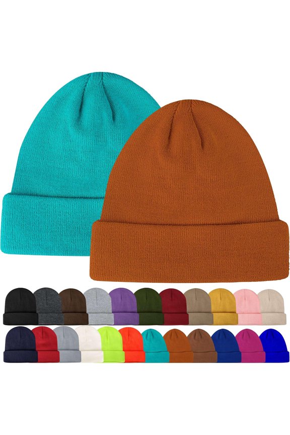 Beanies for Men Women 2 Pack Fall Winter Men's Hats Unisex Warm Knit Skullies Beanies Soft Ski Caps
