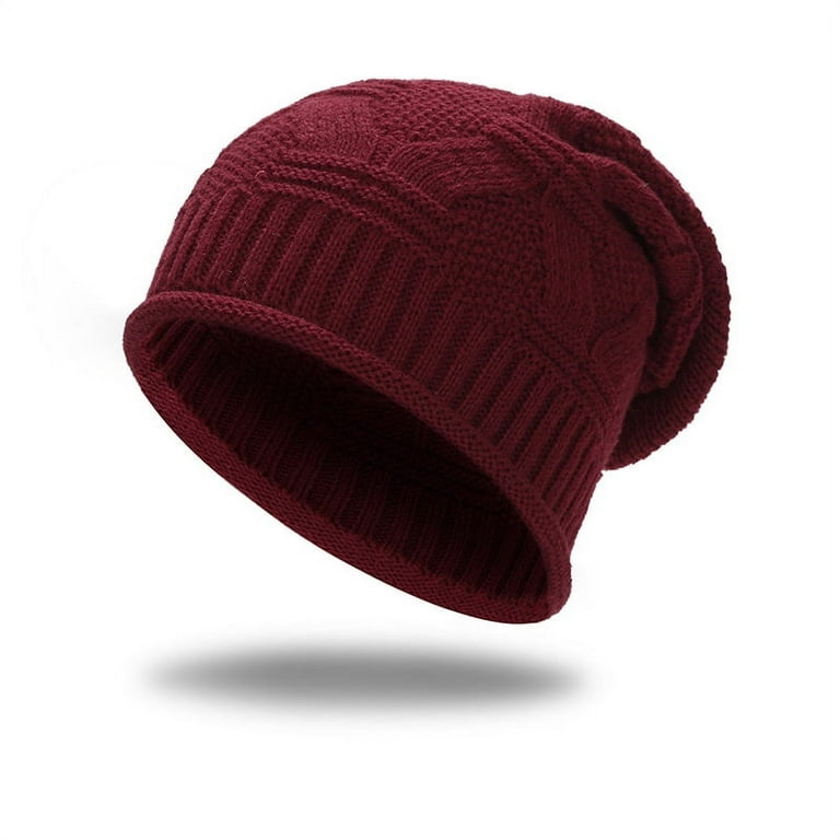 Beanies for Men Women Unisex Autumn Winter Knitted Hat Dark red