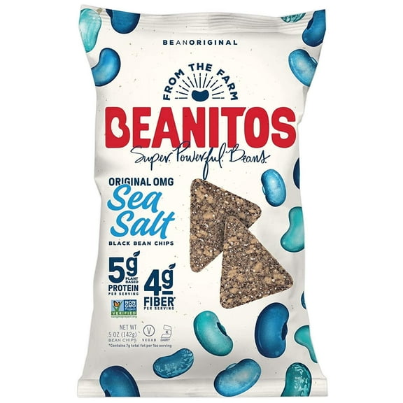 Beanitos Black Bean Chips Original OMG Sea Salt 5 oz Pack of 4