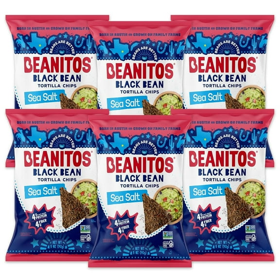 Beanitos - Black Bean Chips - Sea Salt - Case of 6 - 5 oz.
