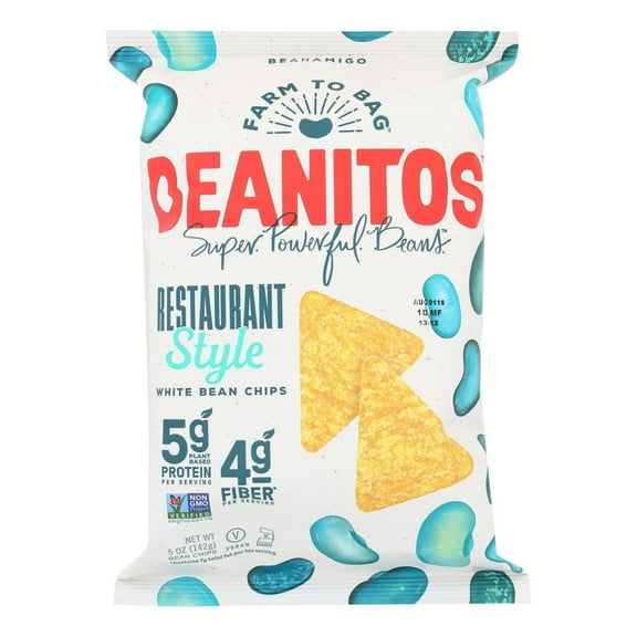 Beanitos White Bean Chips, Restaurant Style, 5 Ounce - Vegan and Gluten Free (Pack of 6)