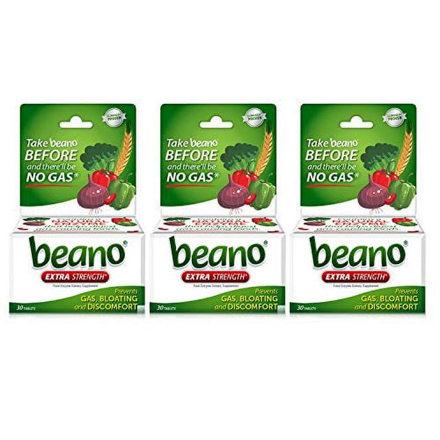 Beano Extra Strength, Gas Prevention & Digestive Enzyme Supplement, 30 Count, 3 Pack