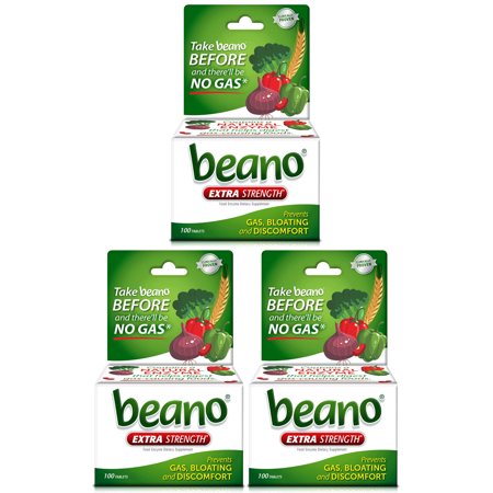 Beano Food Enzyme Dietary Supplement, 100 ea (Pack of 3)