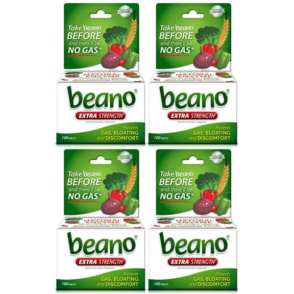 Beano Food Enzyme Dietary Supplement, 100 ea (Pack of 4)